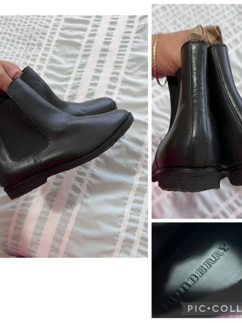 Burberry Black Leather Ankle Boot size 35